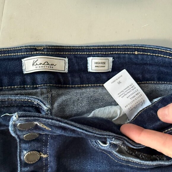 KanCan High Rise Ankle Skinny Button Fly Stretch Denim Blue Jeans Womens size 30 - Picture 2 of 12